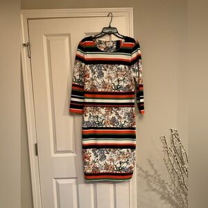 Eci NY Floral Striped Dress Size Large